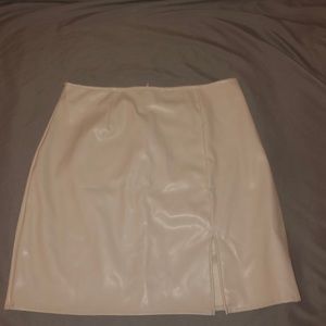White leather pencil skirt
